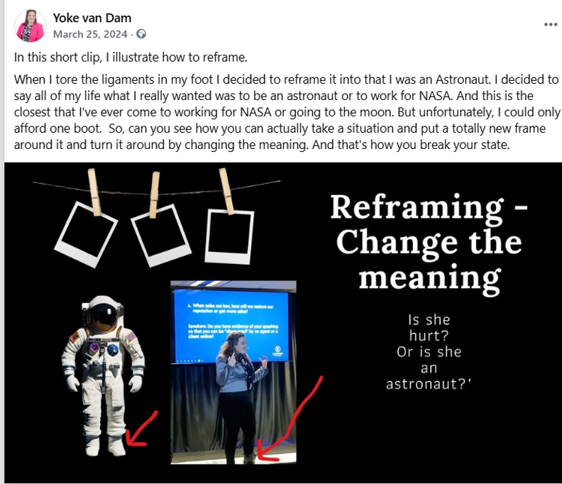 Yoke van Dam delivering a keynote in a moonboot after a leg injury